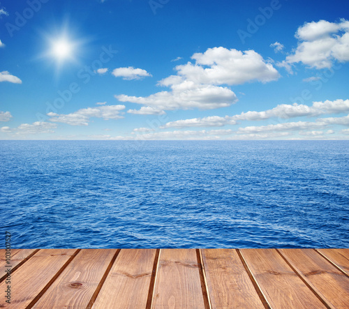 sea and wooden platform