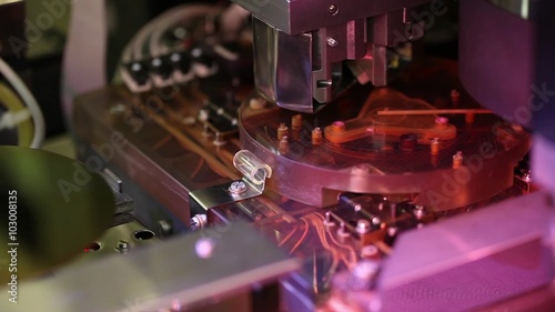 Microelectronic testing equipment in work in the science laboratory photo