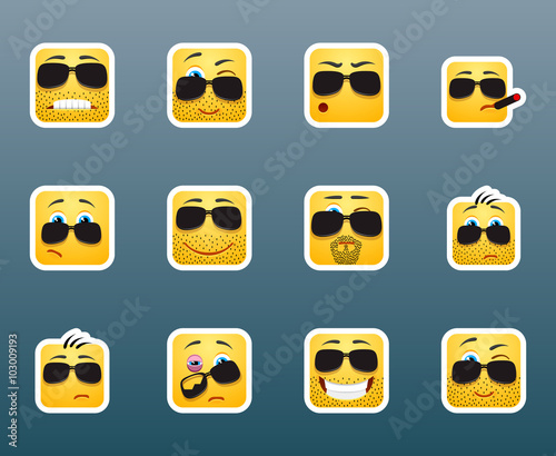 Sunglasses smile stickers set