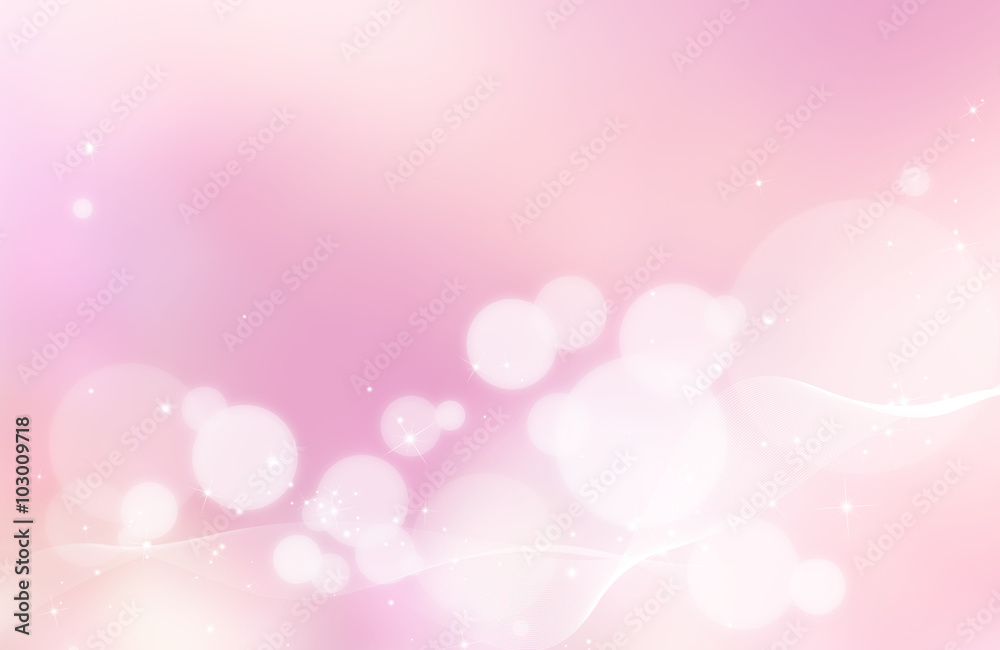 Pastel soft pink abstract background with white bubbles and glowing glitter effect Pastel soft pink abstract background with white bubbles and glowing glitter effect