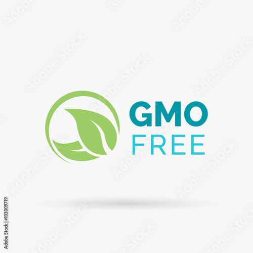 GMO free icon design. Non GMO symbol design. Non Genetically Modified Organism sign with green leaves icon. Vector illustration.