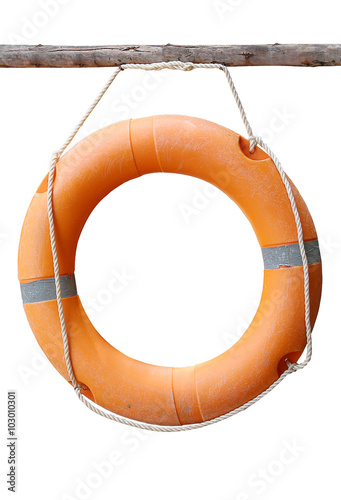 A ring-buoy, isolated on white background with clipping path photo