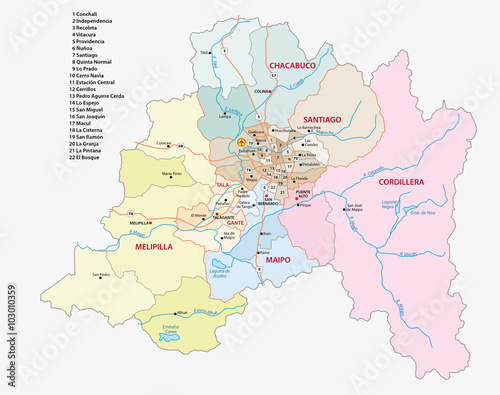Santiago Metropolitan Region, Chile, Map