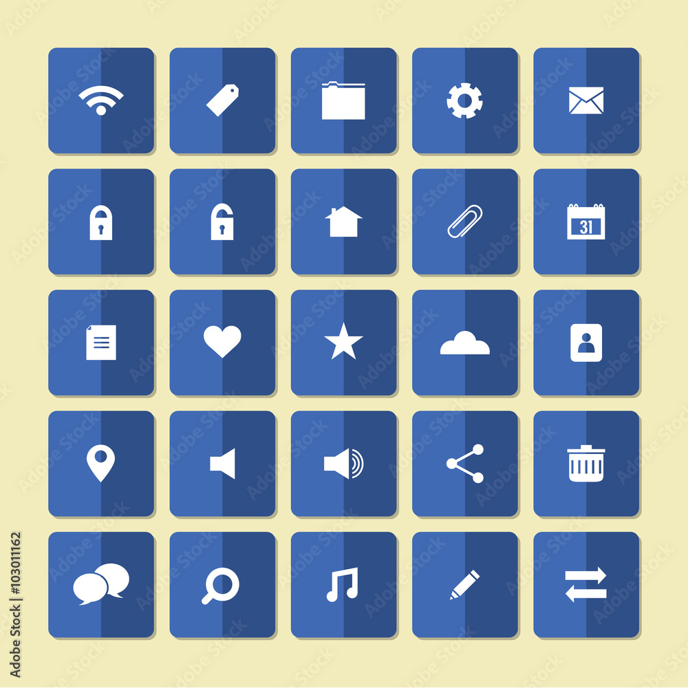 Square Flat Website Vector Icons Set. Square Flat Website Vector Icons Set.
