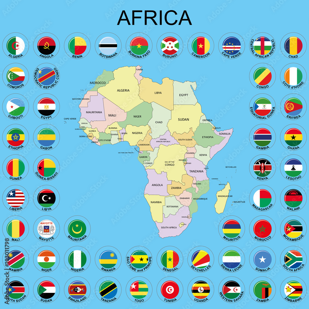 Africa - Flags around the Maps/ Vector illustration EPS10. 
