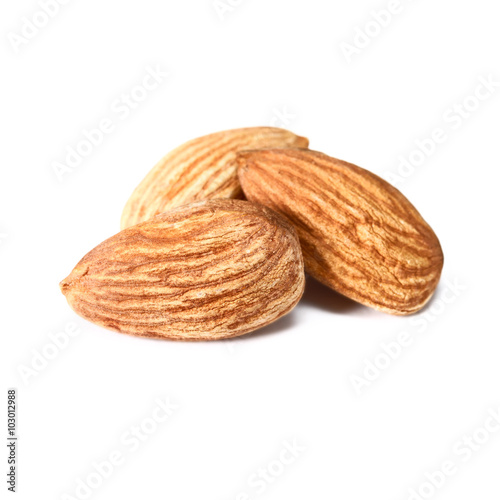 dried almond on white
