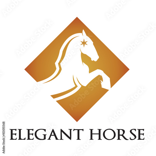 Elegant Golden Prancing Horse Logo photo