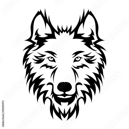 Beautiful wolf tattoo.Vector wolf's head as a design element on isolated background
