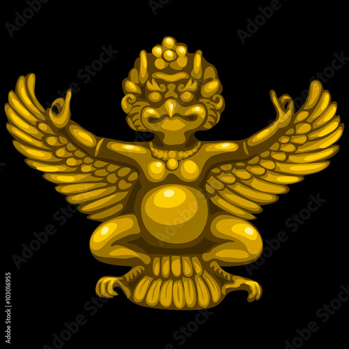 Golden statuette of the deity in Indian style