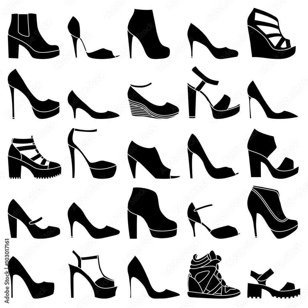 Set of 25 fashionable shoes Set of 25 fashionable shoes