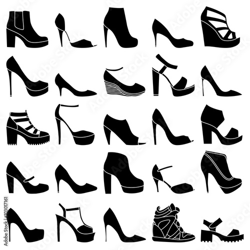 Set of 25 fashionable shoes