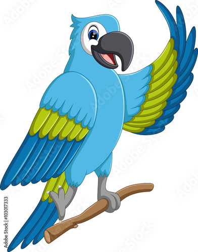 illustration of Cartoon macaw flying