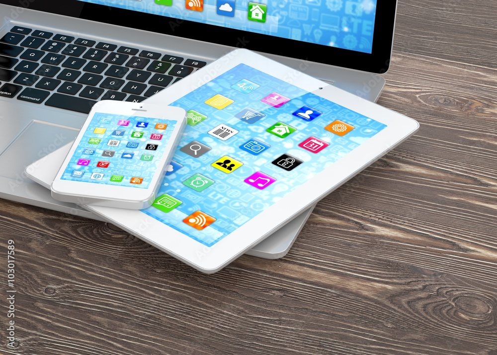 Laptop, phone and tablet pc. Laptop, phone and tablet pc.