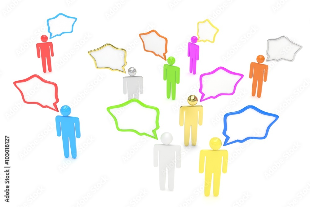 people with talk bubbles isolated over a white background