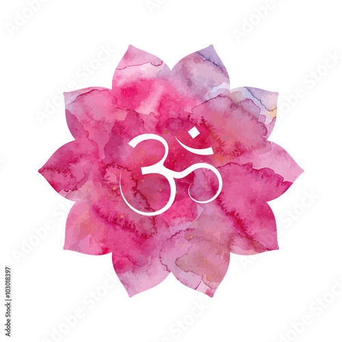 Om sign in lotus flower