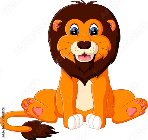 Fototapeta Naklejka Na Ścianę i Meble -  illustration of cute baby lion cartoon