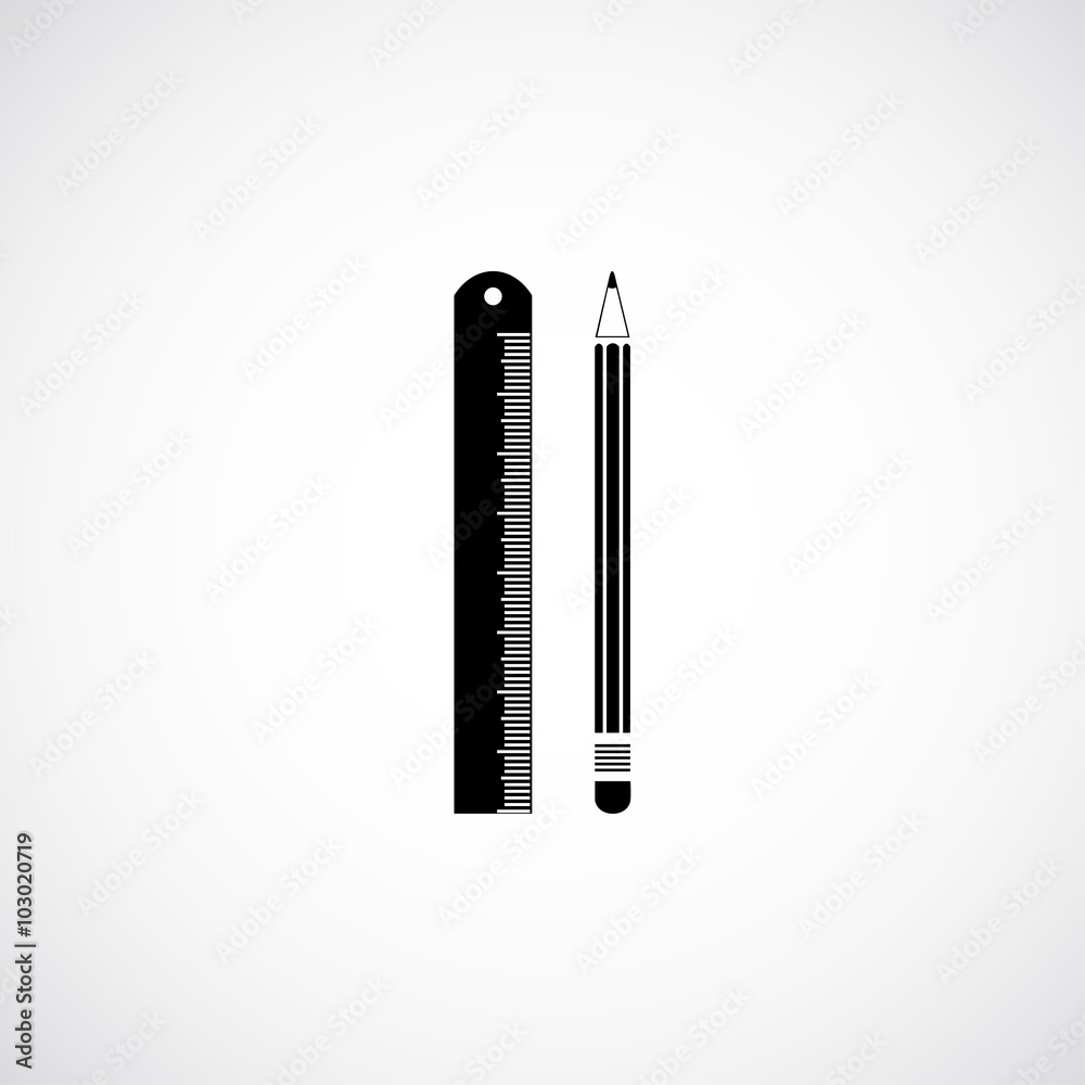 Pencil with ruler icon Pencil with ruler icon