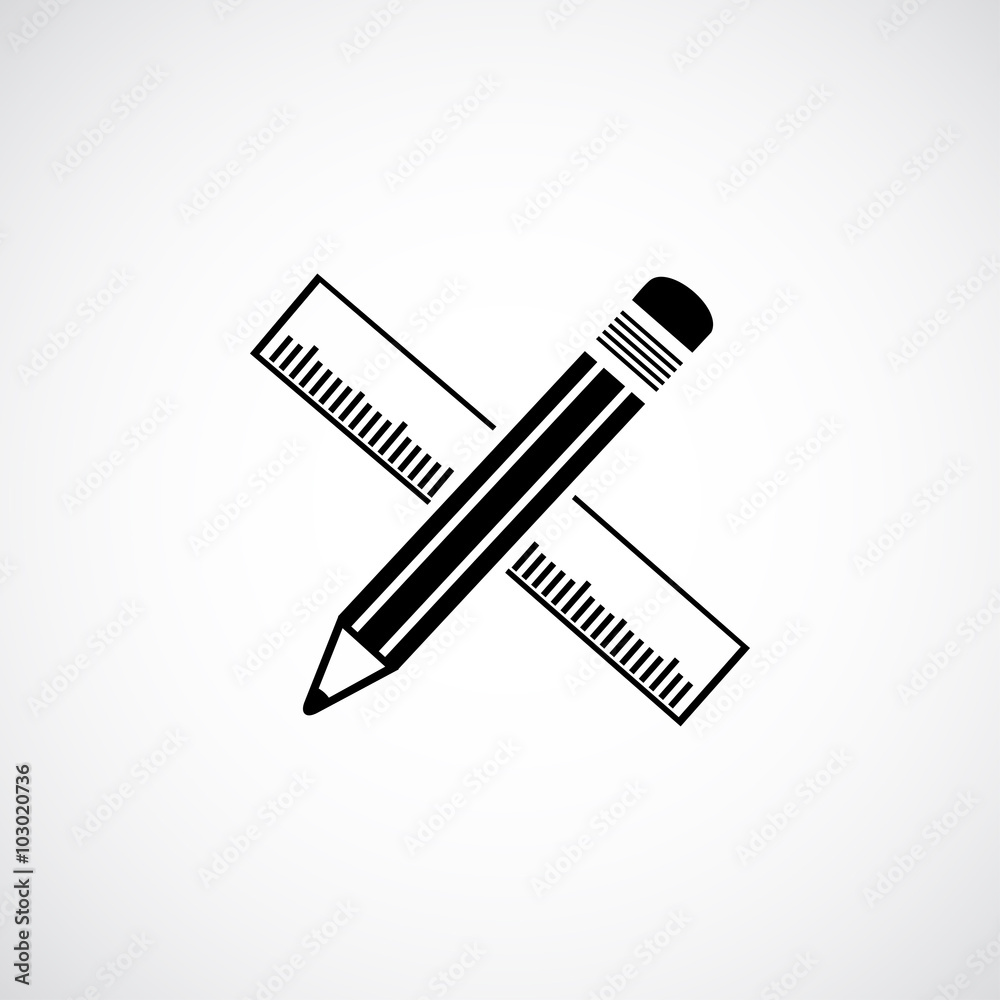 Pencil with ruler icon Pencil with ruler icon