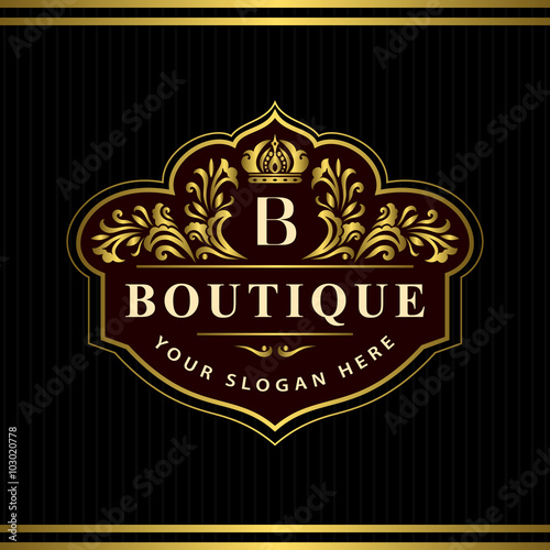 Monogram design elements, graceful template. Calligraphic Elegant line art logo design Letter emblem B identity for Restaurant, Royalty, Boutique, Cafe, Hotel, Heraldic, Jewelry, Fashion, Wine. Vector