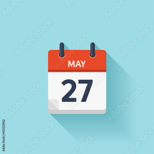 May 27 . Vector flat daily calendar icon. Date and time, day, month. Holiday.