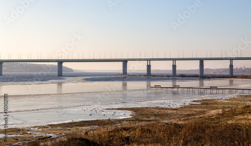 Kineshemsky bridge over the river Volga. Kineshma. Russia