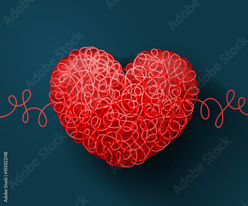 Intertwined red heart