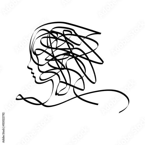 Vector sign woman head scrawled