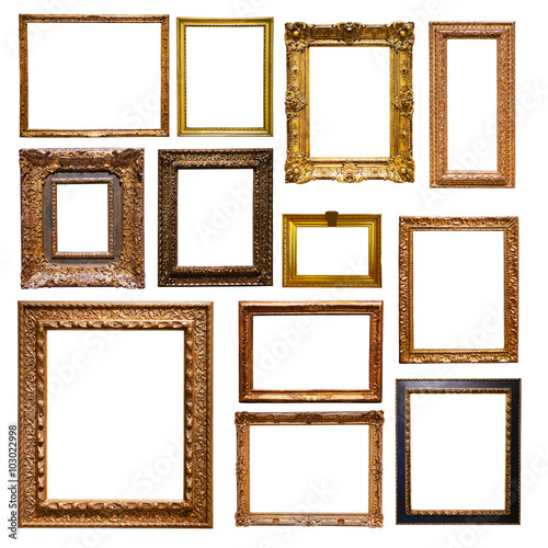 Set of gold picture frames