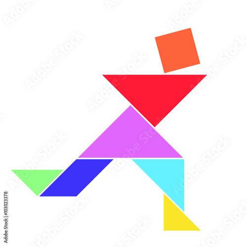 Colorful human by tangram arrangement