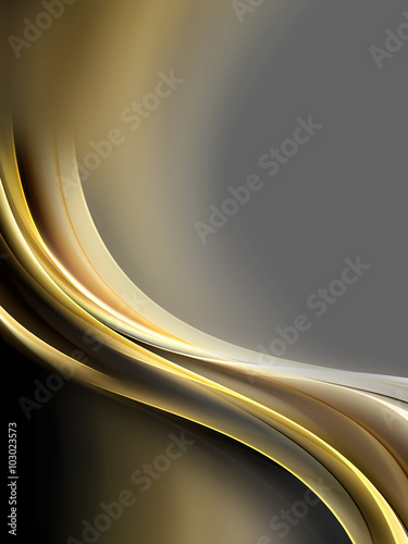 Gold Yellow Waves Abstract Dark Background