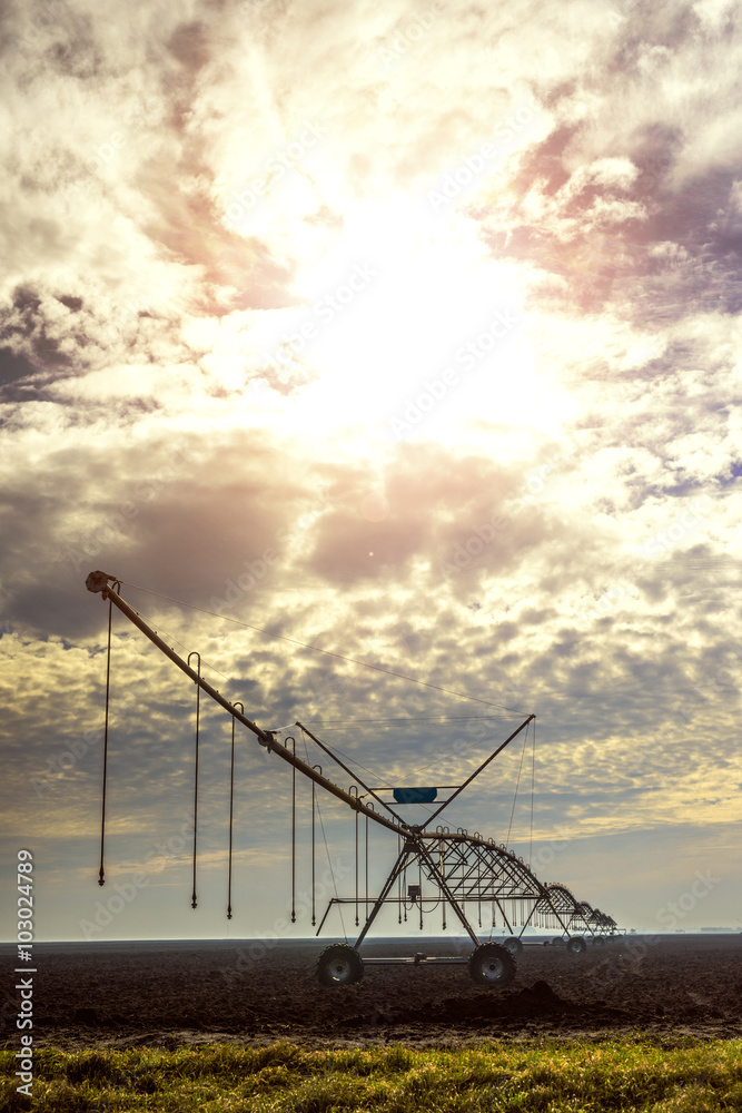 Fototapeta premium Irrigation equipment watering field
