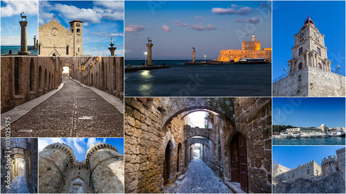 Collage with sightseeing, Rhodes Greece