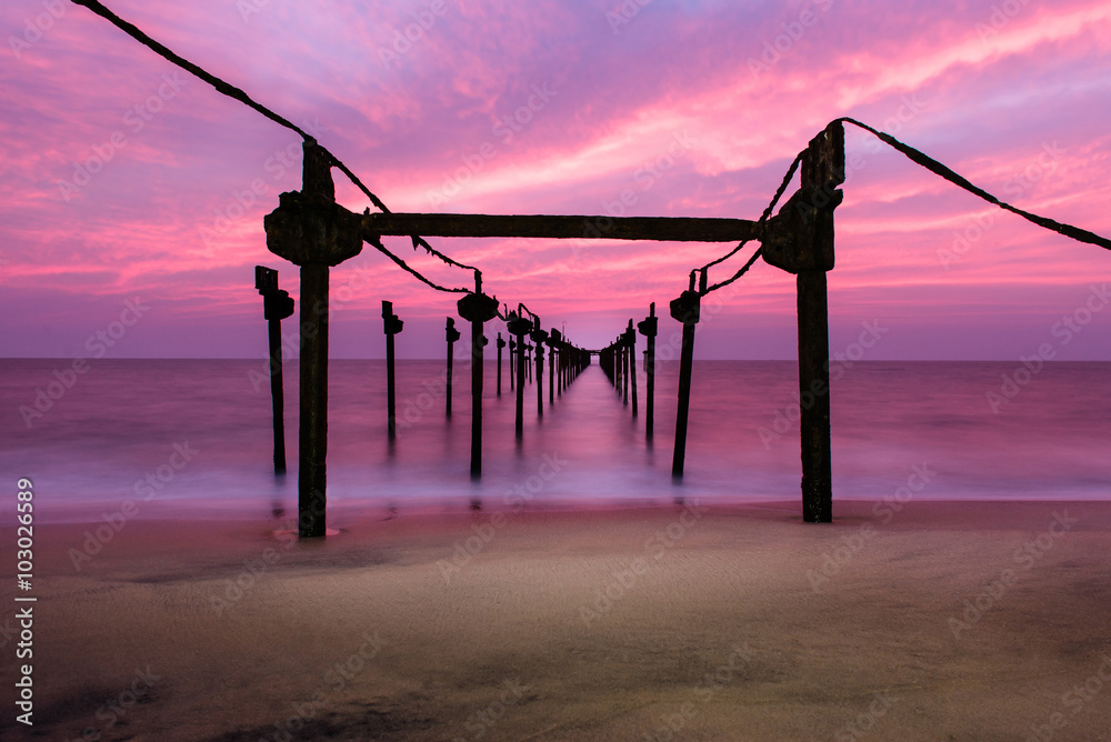 Long exposure sea pier with beautiful sunset Long exposure sea pier with beautiful sunset