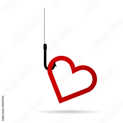 heart red on hook illustration