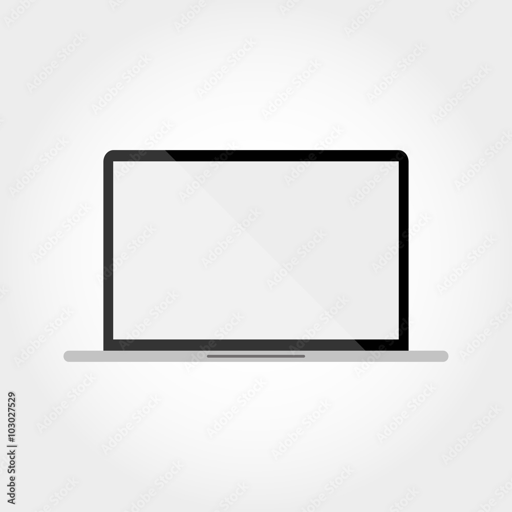 Laptop on a gray background with a white circle inside Laptop on a gray background with a white circle inside