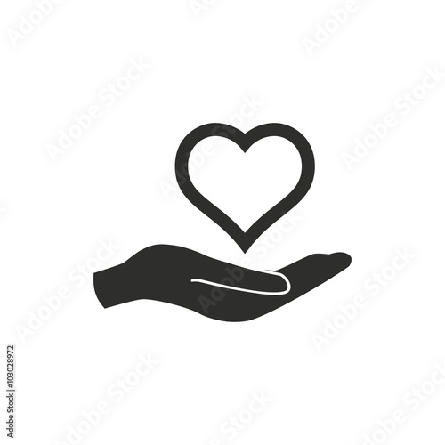 Heart in hand- vector icon.