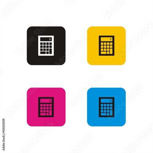 Icono de calculadora sobre fondos de colores. Ilustración vectorial