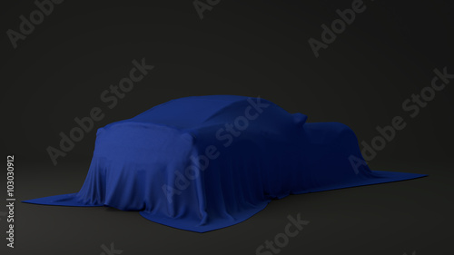 Presentation of the blue sport car