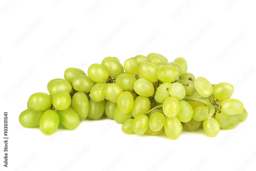 Green grape bunch isolated on white background