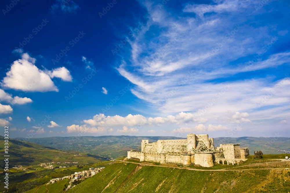 Syria. Crac des Chevaliers (Qal'at Al Hosn) - the most famous medieval Crusader fortress in the world - general view