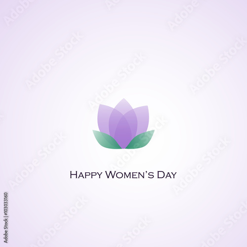 Fototapeta Naklejka Na Ścianę i Meble -  Happy Woman's Day Violet Tulip Flower with green leaves