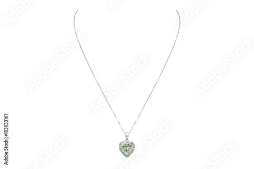 Sparkling Green Amethyst Gemstone Heart Necklace in Silver