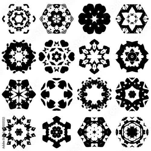Set of 16 Hexagon star icon