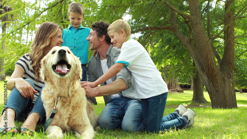 Family with dog in the park Family with dog in the park