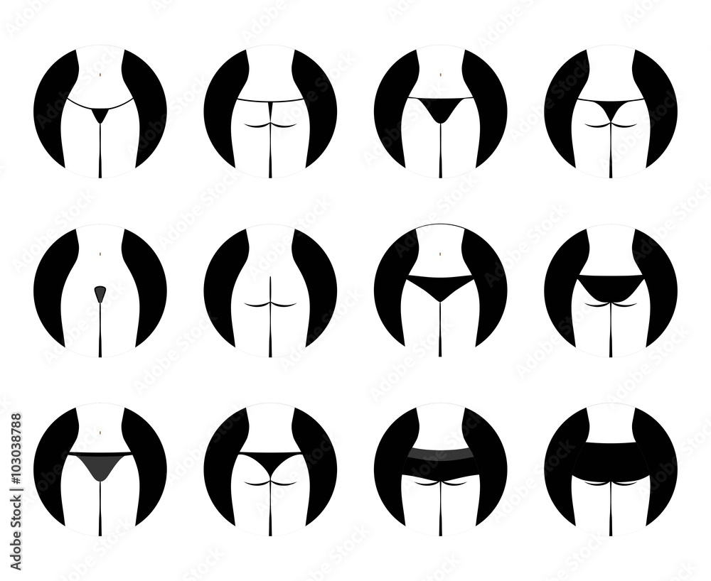 Vektorová grafika „Various types of women panties, back and front