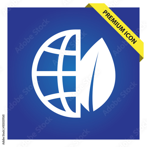 Eco globe with leaf icon