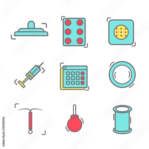 contraception methods line icon