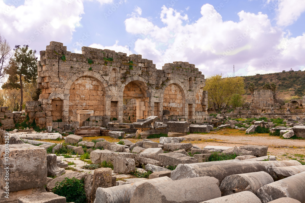 Ruins of Perge an ancient Anatolian city in Turkey.
