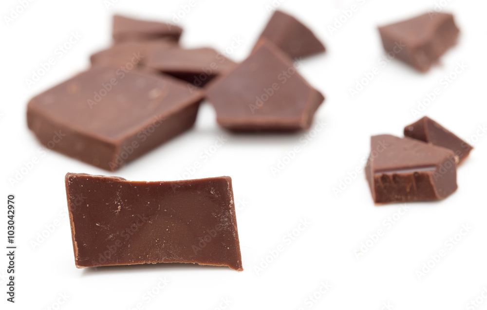 slice of chocolate on a white background slice of chocolate on a white background