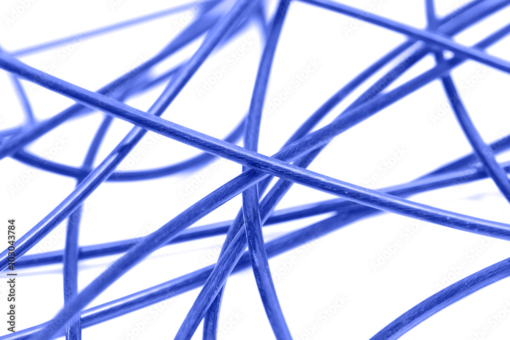 blue cable on a white background blue cable on a white background